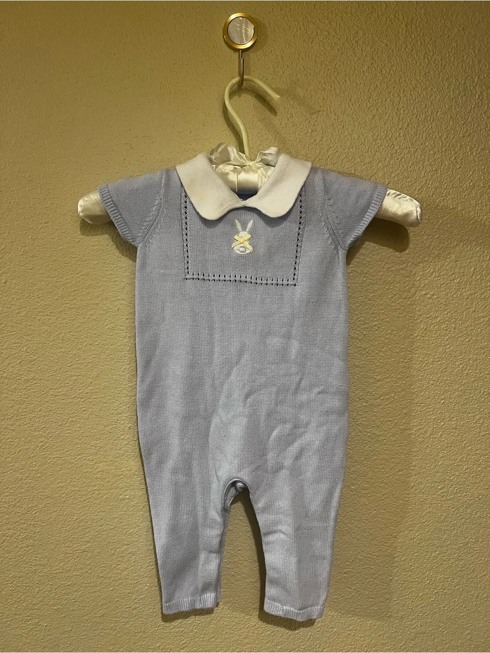 Janie and Jack | Light Blue Embroidered Bunny Romper